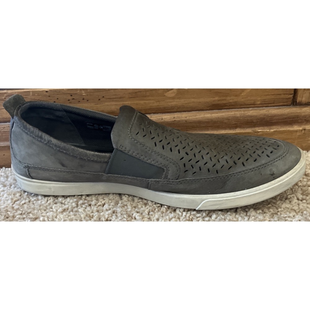 Ecco Mens Size 12‎ Taupe Gray Perforated Leather/Suede Slip On Loafers Casual - Picture 6 of 11